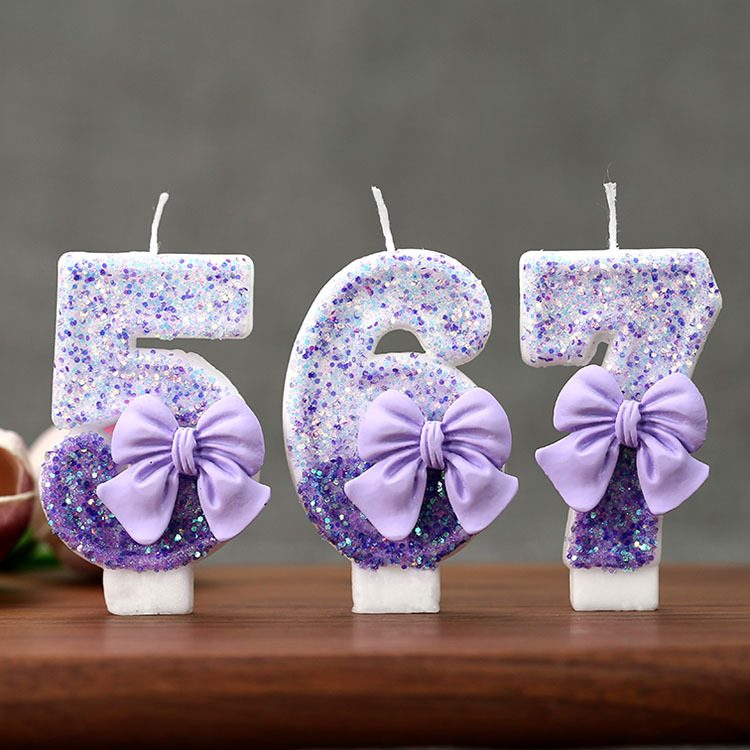 Candle Supplies Usa - Creative Glitter Gradual Purple Bow 0-9
