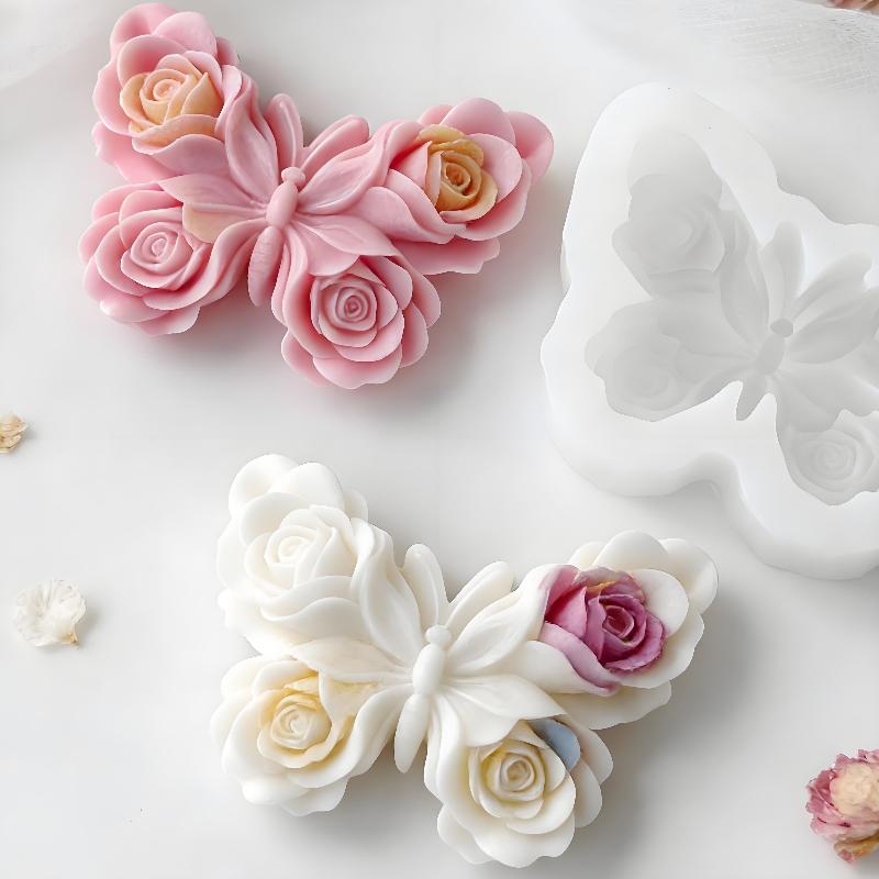 Candle Supplies Tins - DIY Rose Butterfly Form Silicone Mold