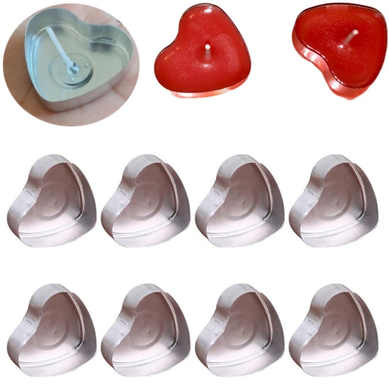100 Sets Heart shaped Empty Al - Candle Supplies Tins 评论和价格