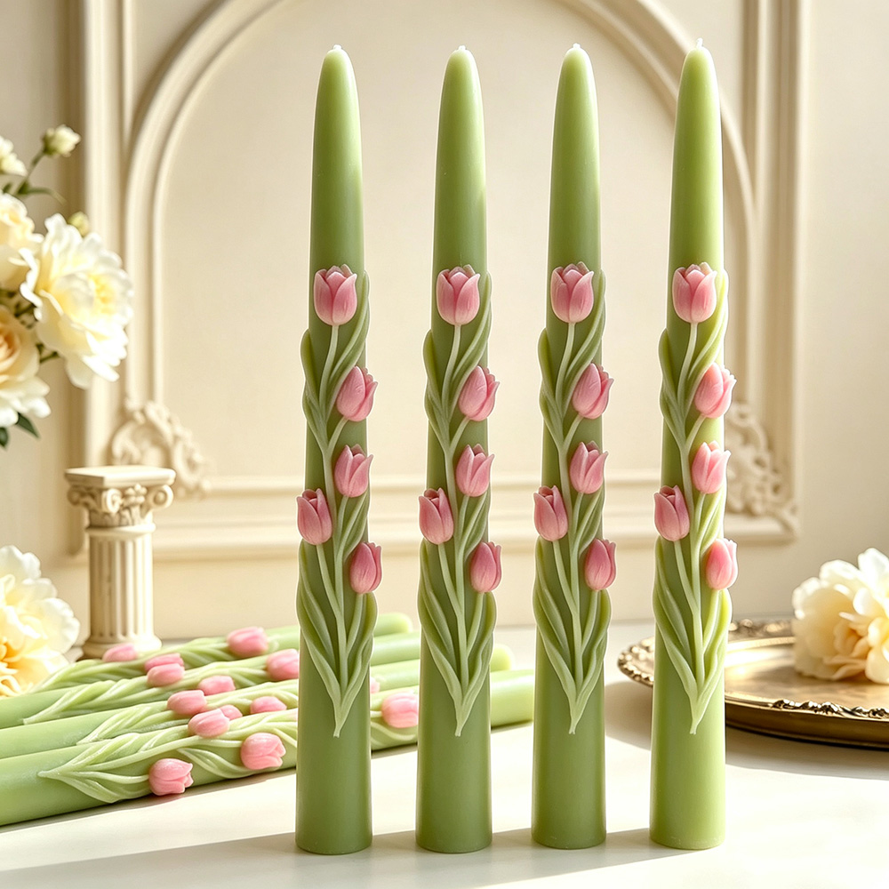 Long Pole Flower Taper Candle  - Candle Supplies Tins 评论和价格