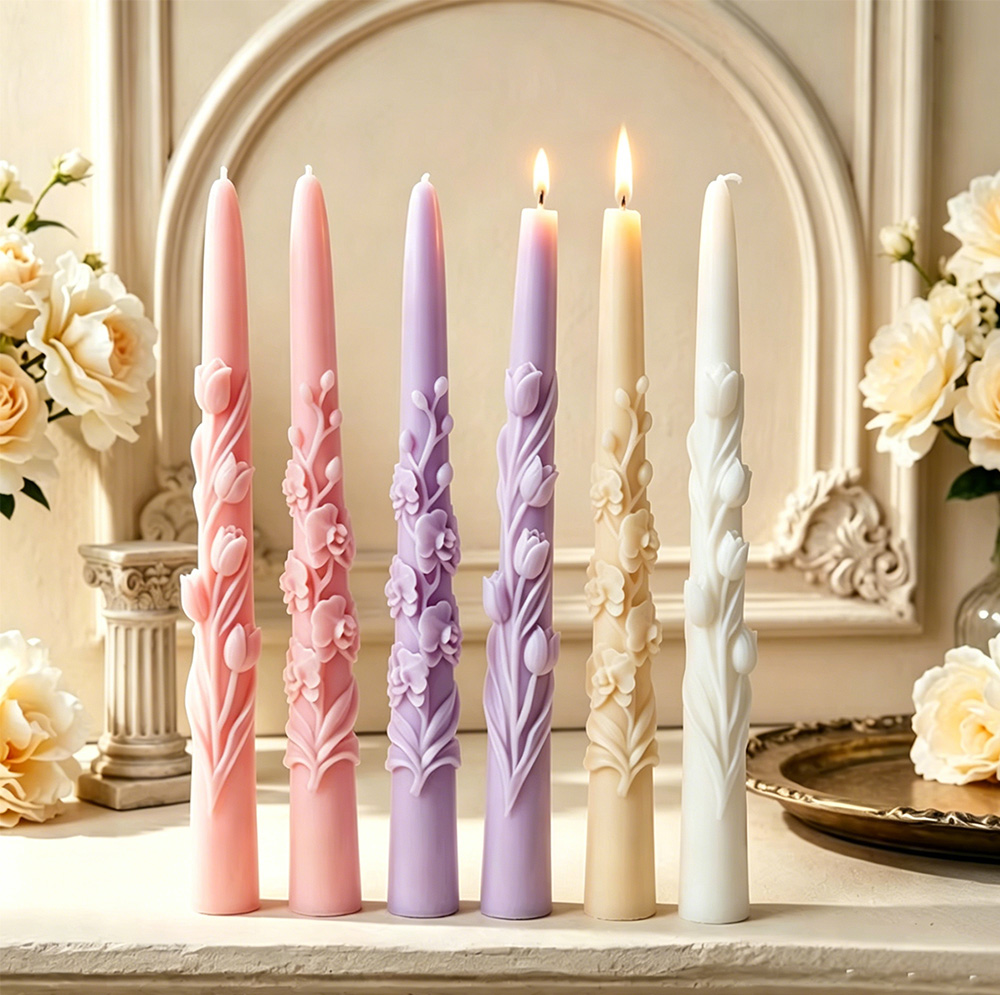 Long Pole Flower Taper Candle  - Candle Supplies Tins 评论和价格