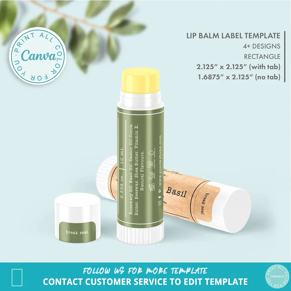 Minimalist Botanical Lip Balm  - Sticker Label Template 评论和价格