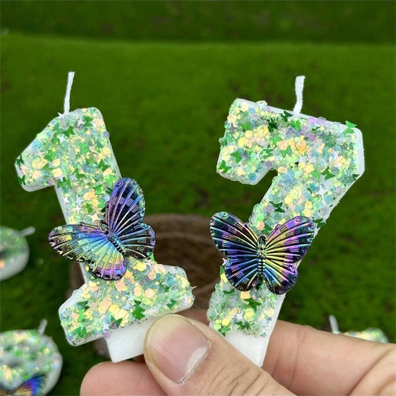 1Pc Green Sequins Number 0-9 B - Candle Supplies Usa 评论和价格